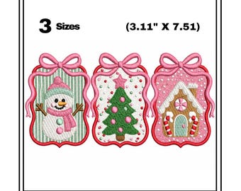 Christmas Embroidery Bundle: Snowman, Tree, Gingerbread House (Digital Download)