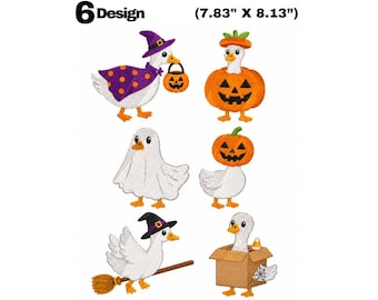 Halloween Duck Embroidery Bundle, Witch, Pumpkin, Ghost Designs (Digital Files)