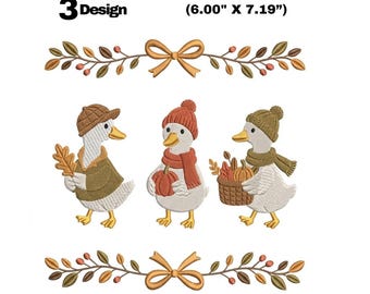 Autumn Duck Embroidery Bundle, Fall Machine Files (Digital Download)