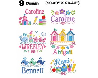 Personalized Style Name Embroidery Designs, Back to School and Nautical Baby Designs, Caroline Abigail Remi, Machine Embroidery Files