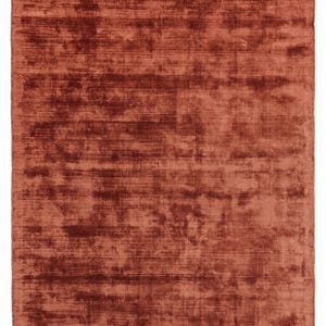 Puede incluir: Una alfombra rectangular de color óxido con un aspecto texturizado y desgastado. La alfombra tiene un aspecto suave y afelpado, con variaciones de color que crean un patrón sutil. Adecuada para una sala de estar o dormitorio.
