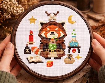 Alchemist Roter Panda Kreuzstichmuster | Stickdatei DnD (Digitaler Download)