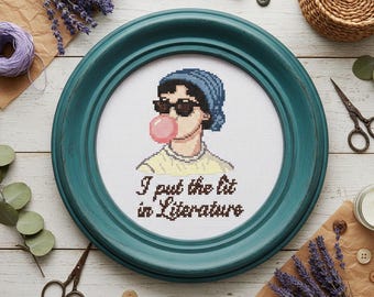 Bookish Girl Cross Stitch Pattern | Academia Inspired Embroidery  (Digital PDF,svg,fcjson,oxs files)