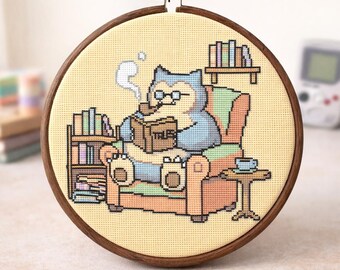 Chilling Snorlax Kreuzstichmuster | Pokemon inspirierte Stickerei, anfängerfreundlich, gemütlich (Digital PDF)