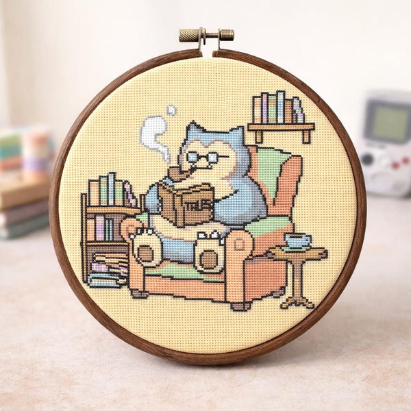 Chilling Snorlax Cross Stitch Pattern | Pokemon Inspired Embroidery,beginner friendly, cozy (Digital PDF)