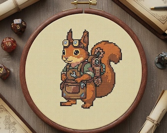 Modèle de point de croix écureuil bricoleur | Broderie inspirée du MDN (PDF numérique)