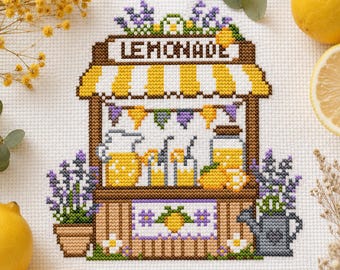 Lemonade Stand Cross Stitch Pattern, Summer Vibe ( Digital Download)