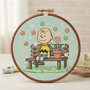 Peanuts Charlie Brown Cross Stitch Pattern | Retro Cartoon, Beginner Friendly (Digital PDF)