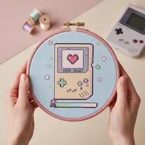 Retro Gameboy Cross Stitch Pattern, 16-bits, Beginner friendly (Digital PDF)
