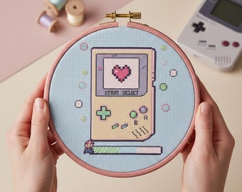 Retro Gameboy Kreuzstichmuster, 16-Bit, anfängerfreundlich (Digitales PDF)