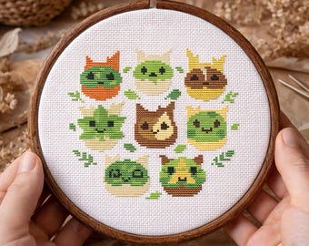 Korok Köpfe Kreuzstichmuster | BOTW inspiriert Stickdatei (Digitaler Download)