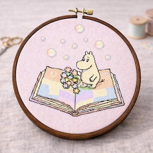 Moomin Cross-stitch Pattern,Beginner Friendly, retro, pastel,90's, bubbles  (Digital PDF)