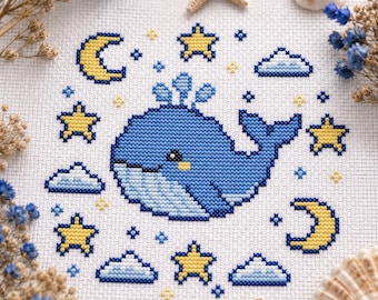 Celestial Whale Kreuzstich-Muster Digitaler Download