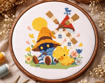 Vivi und Chocobo Kreuzstichmuster | Anfängerfreundlich (PDF, SVG)