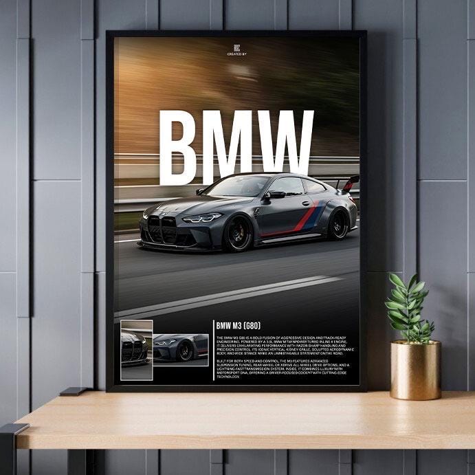 BMW M3 G80 Poster | Modern Automotive Wall Art (digital Download) - Etsy