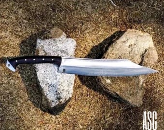 Handgesmeed kort zwaard van koolstofstaal | Aangepast jachtzwaard | Handgemaakt survivalmes | Tactisch mes met volledige tang | Cadeau voor hem | Bushcraft