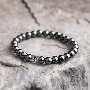 Herren Armband • Hämatit & 925 Sterling Silber • Premium Herrenschmuck