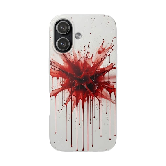 Red Blood Splatter iPhone Case / Gothic Horror Aesthetic Phone Cover / Dark Edgy Flexi Case for iPhone Flexi Case