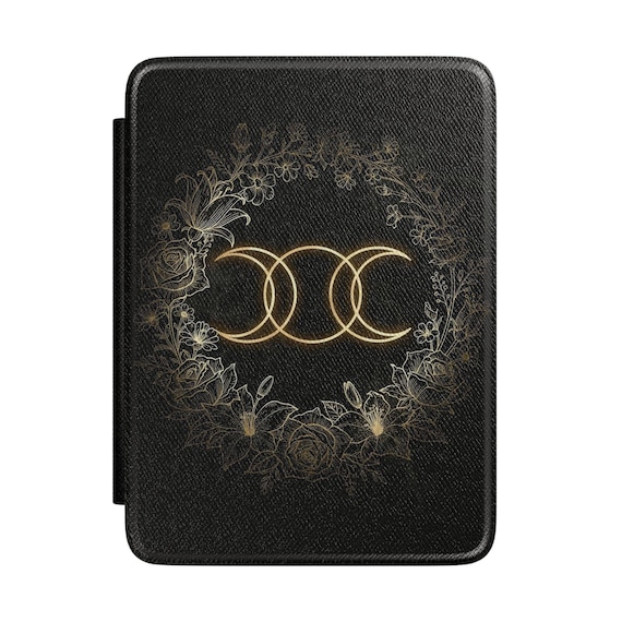 Elegant Triple Moon Kindle Case | Witchy Floral Cover for Kindle Paperwhite 7 & Signature Edition (2024, 2025), Mystic Book Lover Gift