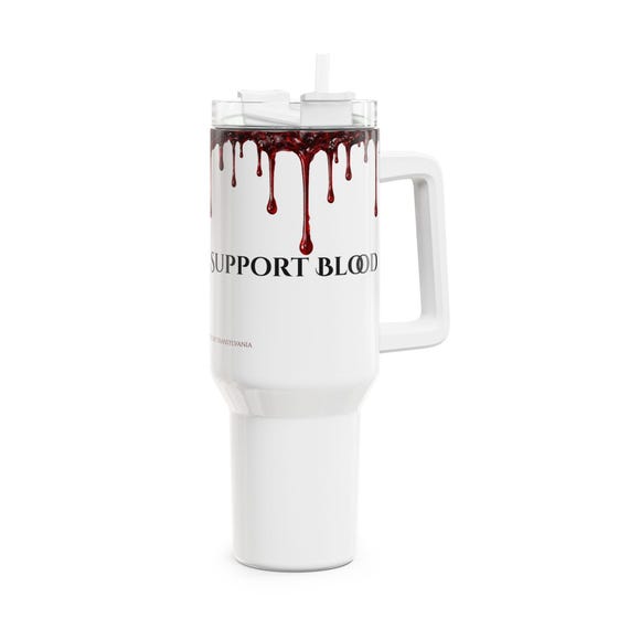 Emotional Support Blood Travel Mug, Tumbler, Travel Cup, Thermos, White, White, Alb