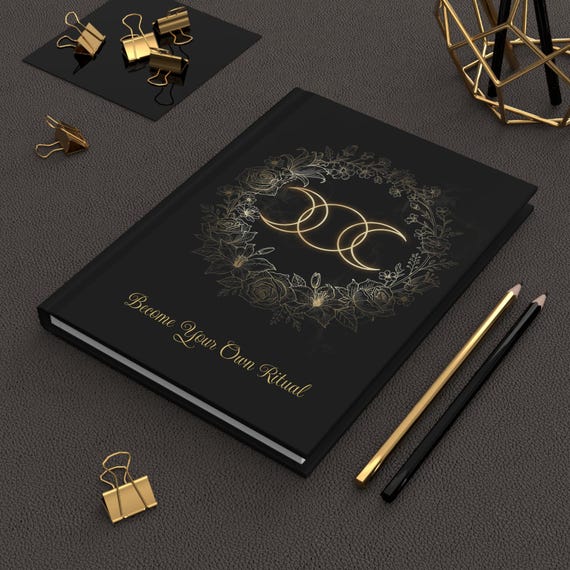 Witchy Journal | Become Your Own Ritual Notebook, Triple Moon Goddess Book, Dark Feminine Witchcore Stationery, Gothic Moon Diary Gift