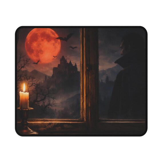 Gothic Blood Moon Mouse Pad , Dark Vampire Aesthetic | Gothic