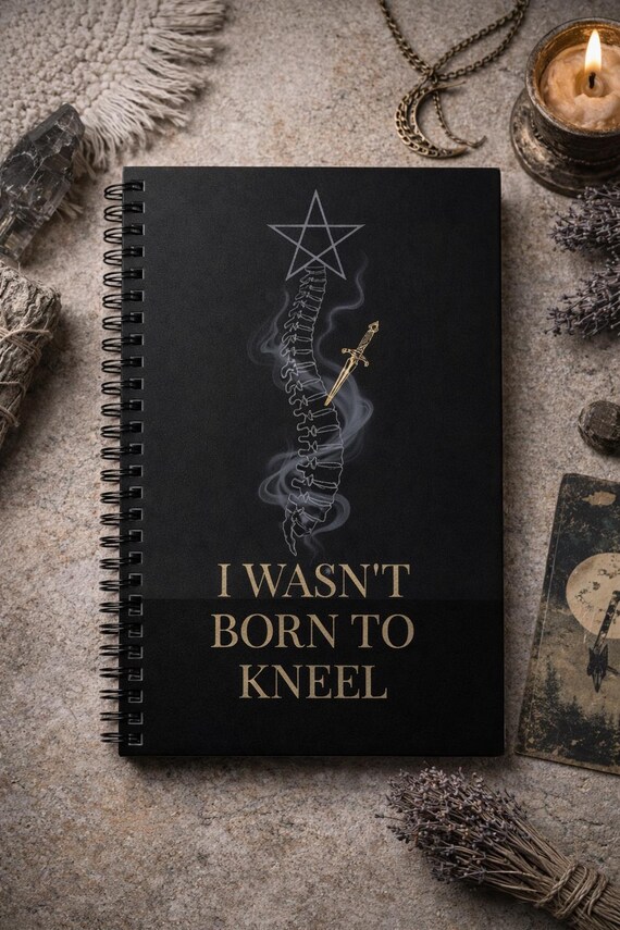 I Wasn't Born to Kneel Notebook | Gothic Witch Journal with Spine & Dagger | Dark Feminine Empowerment Gift | Witchy Aesthetic Notebook