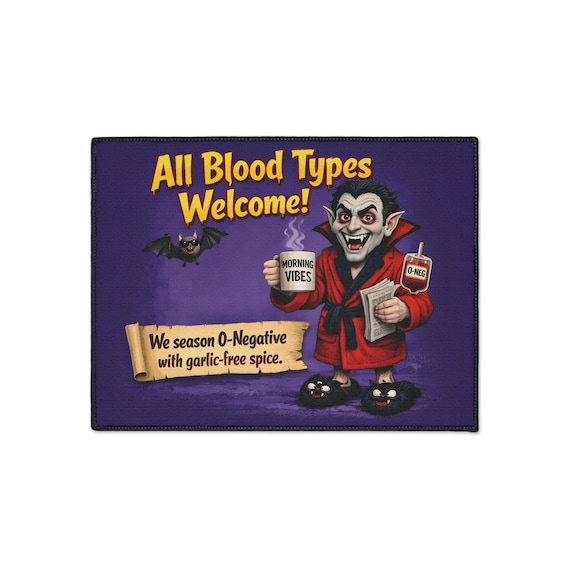 All Blood Types Welcome Vampire Doormat | Heavy Duty Floor Mat