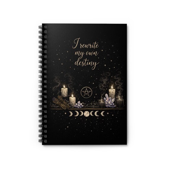 I Rewrite My Own Destiny Notebook | Witchy Journal | Moon Phase Pagan Writing Book | Gothic Witch Notebook