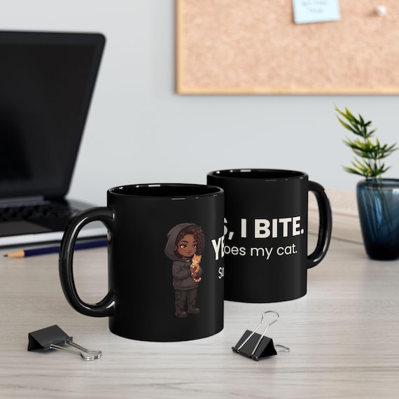 Yes, I Bite / Cute Vampire Cat Mug | Soft Goth Coffee Cup