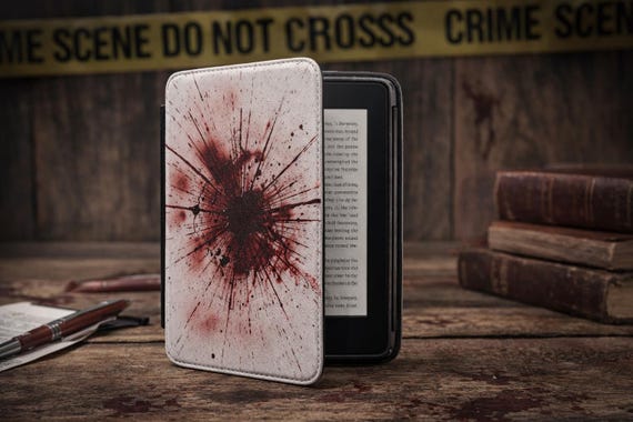 True Crime Blood Splatter Kindle Case | Horror Aesthetic Cover for Kindle Paperwhite 7" & Signature Edition, Crime Scene Style Sleeve