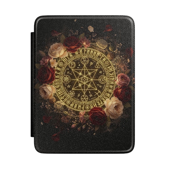Elegant Witchcraft Kindle Case | Golden Sigil Floral Cover for Kindle Paperwhite 7 and Signature Edition 2024 | 2025, Mystic Book Sleeve