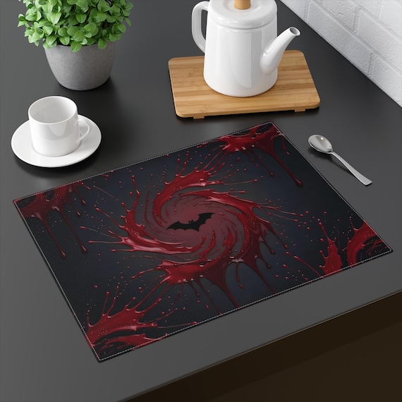 Bloody Vortex Bat Placemat / Gothic Table Decor | Horror Dining Mat | Vampire Aesthetic Kitchen Decor | Halloween table setting
