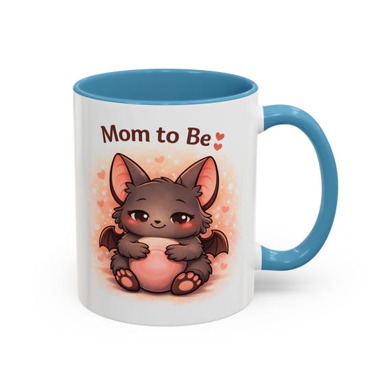 Mom to Be Bat Mug | Cute Kawaii Pregnancy Mug, Expecting Mom Gift, Baby Announcement Cup, Cozy Cute Bat Illustration, 11oz & 15oz