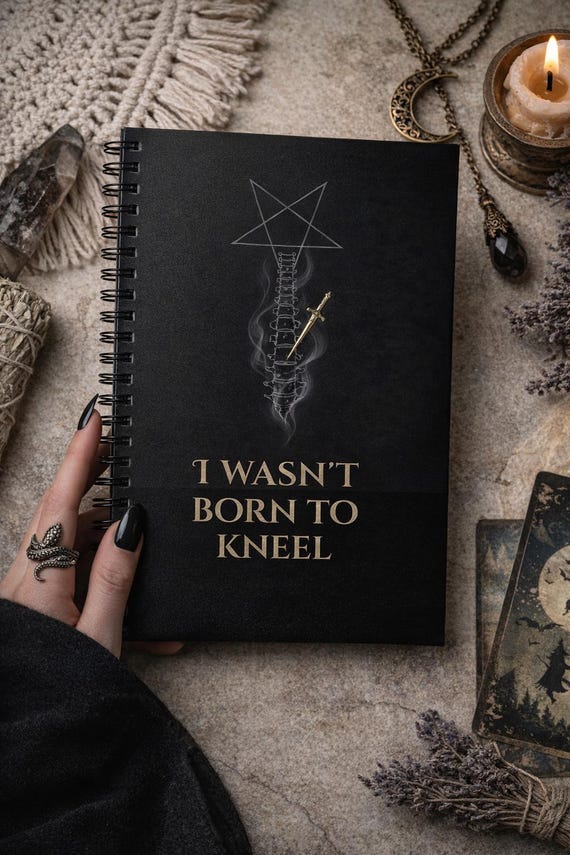 I Wasn't Born to Kneel Notebook | Gothic Witch Journal | Dark Feminine Spine & Dagger Design | Empowerment Gift for Her