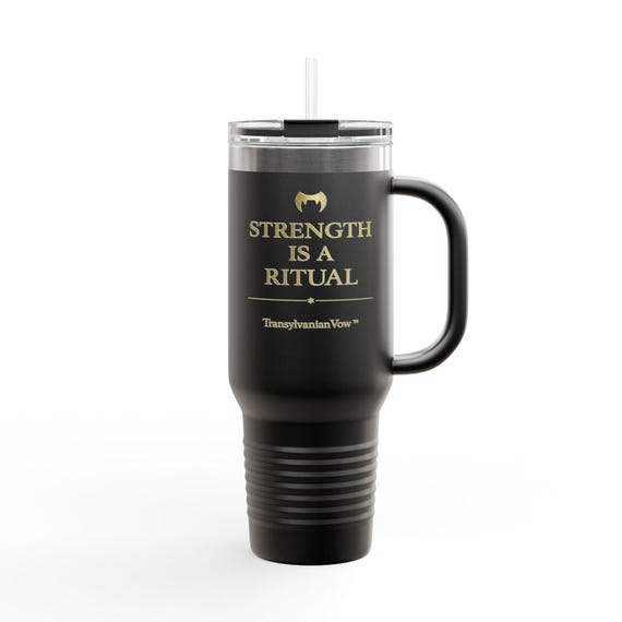 Strength Is a Ritual 40oz Travel Mug | Insulated Stainless Steel Tumbler | Gold Minimalist Gym Tumbler | Luxury Fitness Cup