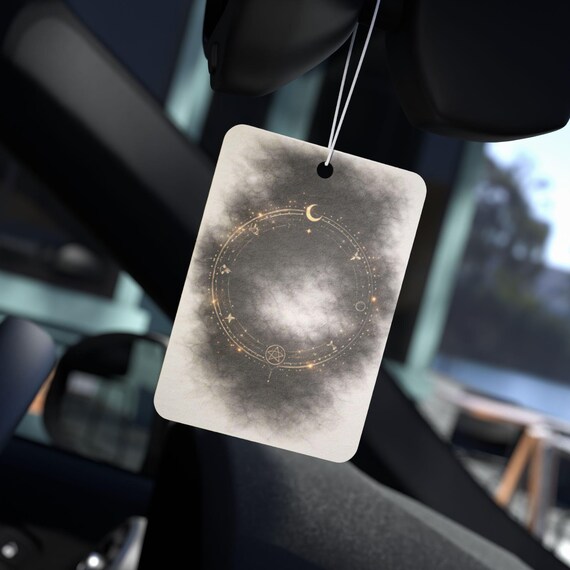 Celestial Witch Circle Car Air Freshener | Gold Moon & Stars Design | Mystic Aesthetic Car Accessory | Witchy Gift | Occult Decor