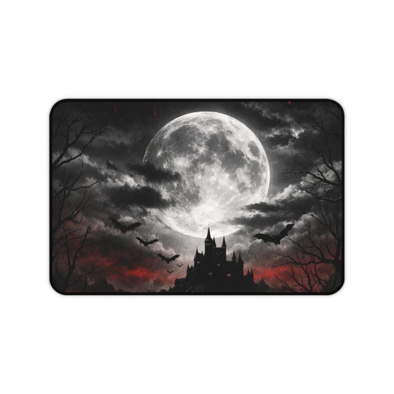 Gothic Moon Desk Mat, Inspired by the Nights of Transylvania | Dark Castle Fantasy Desk Pad | Workspace Decor