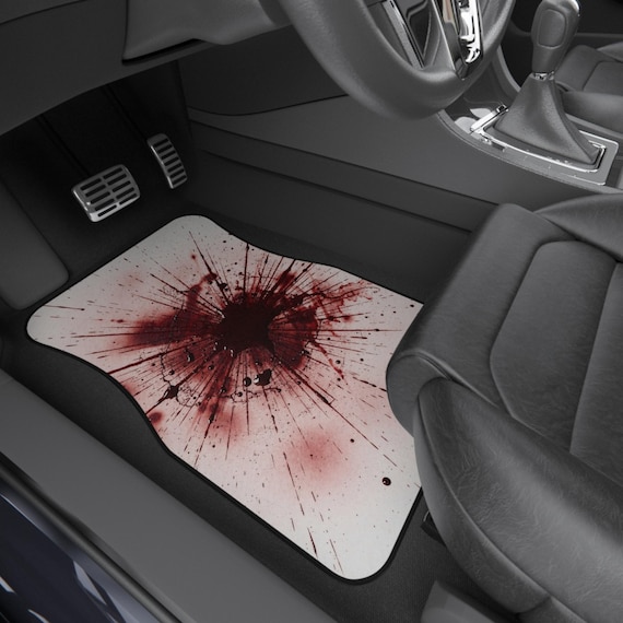 Blood Splatter Car Mats Set of 4 | Dark Red Impact Floor Mats | Gothic Car Accessories |  Universal Fit Car Interior Decor