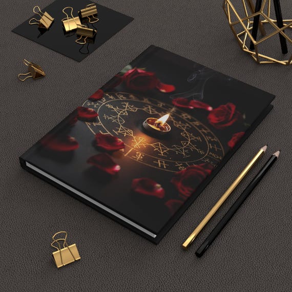 Witchy Ritual Hardcover Journal | Dark Rose Candle Grimoire | Occult Sigil Book, Gothic Witchcraft Diary, Spellbook for Witches