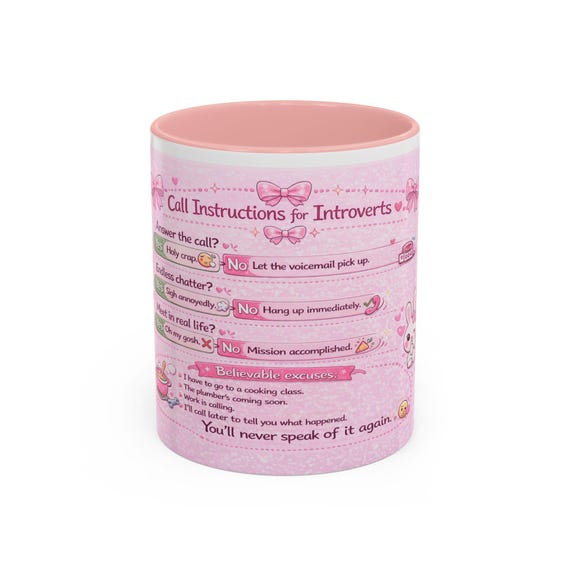 Call Instructions for Introverts, Funny Introvert Coffee Mug | Millennial humor | Gift for Socially Tired People