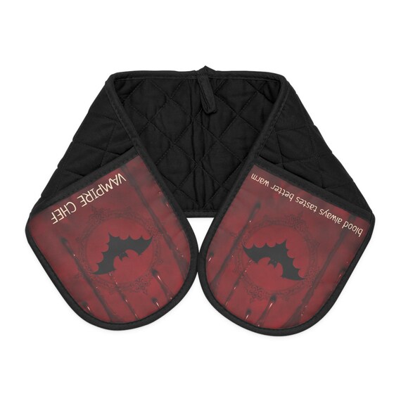 Vampire Chef Oven Mitts | Gothic Blood Drip Kitchen Gloves | Blood Always Tastes Better Warm | Horror Cooking Gift | Dark Aesthetic Decor