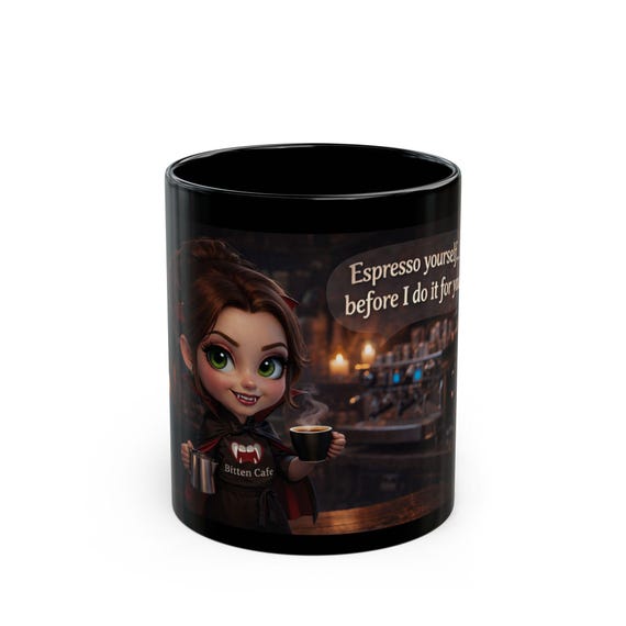 Espresso Yourself Vampire Barista Mug | Black Mug for Baristas & Café Addicts
