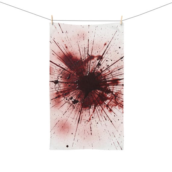 Blood Splatter Hand Towel | True Crime Bathroom Decor | Horror Gothic Towel | Red Splatter Absorbent Towel | Crime Scene Fan Gift