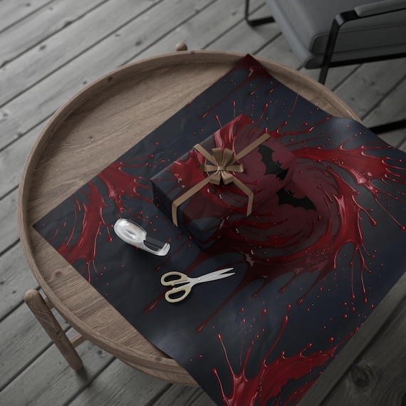 Crimson Vortex Gift Wrap / Gothic Wrapping Paper | Horror Aesthetic Dark Red Matte Paper | Spooky Gift Packaging | Vampire theme wrap
