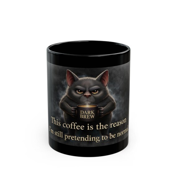 Dark Brew Bat Coffee Mug / Funny Gothic Bat Cup | This Coffee Is the Reason Im Still Pretending to Be Normal | 11oz & 15oz