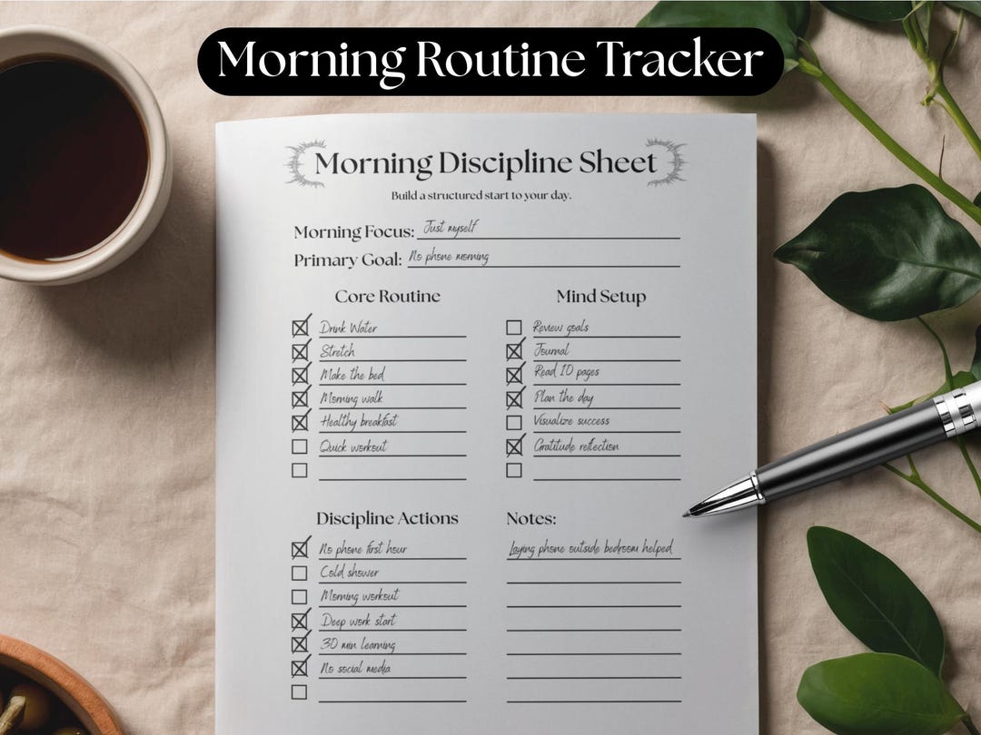 Morning Routine Tracker Printable: Daily Habit Planner (A4, A5 ...