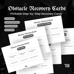 Obstacle Recovery Cards | Printable Productivity Support (Digital Download)