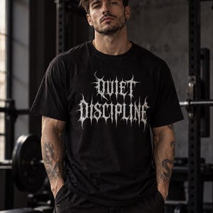 Gothic Graphic T-Shirt, Black Alternative Streetwear, Quiet Discipline Statement Tee