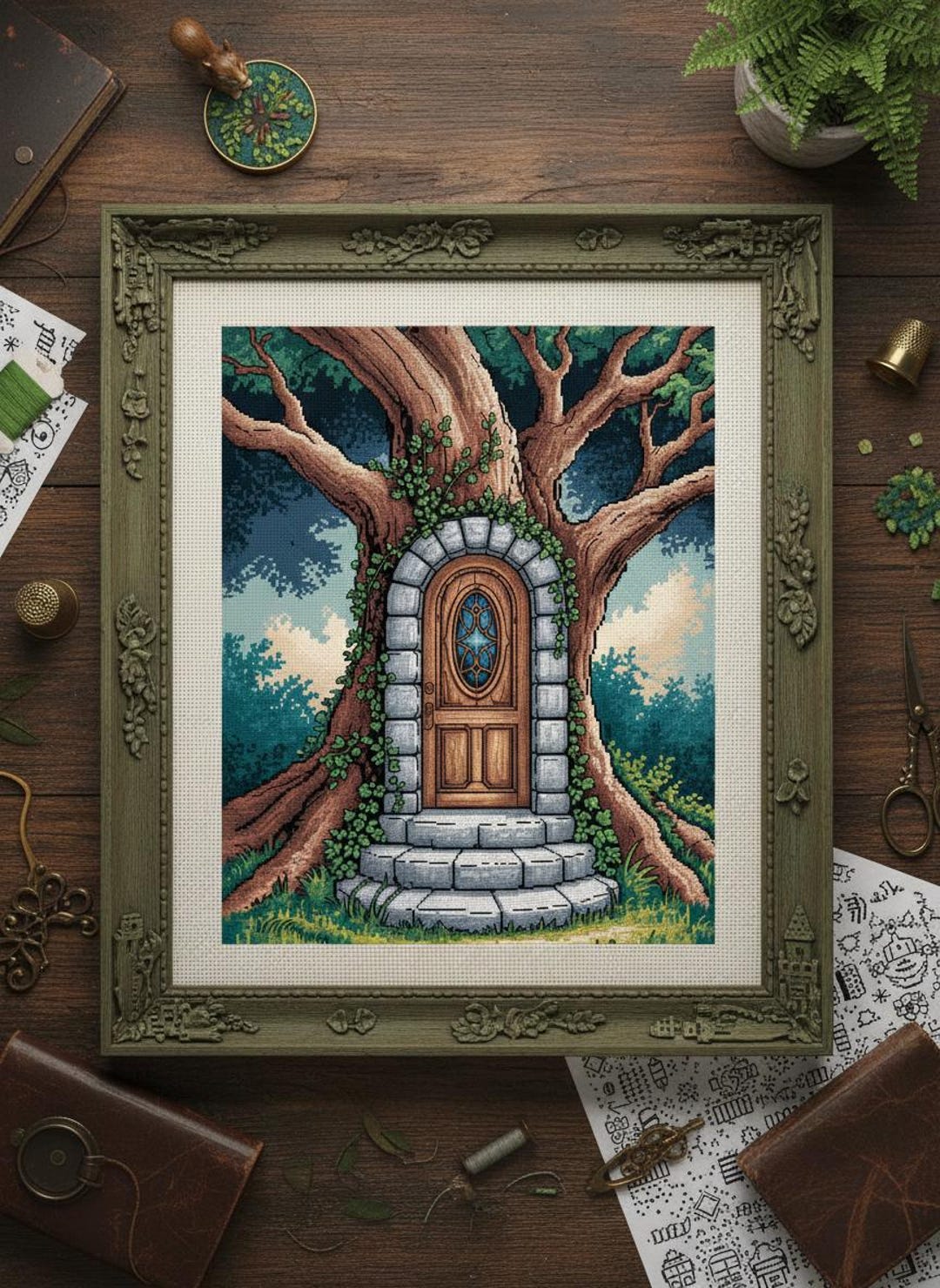 Secret Forest Door – Fantasy Tree Cross Stitch Pattern (PDF) - Etsy ...